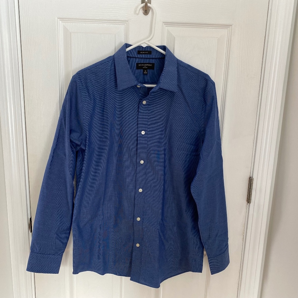 Mens Banana Republic Factory Slim Fit Dress Shirt Medium